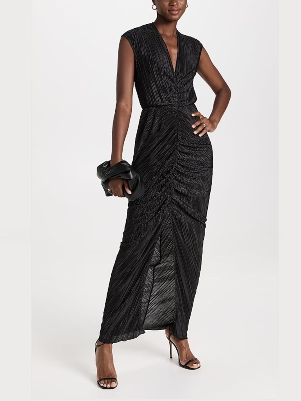 Good American Black Always Fits Plisse Maxi Dress